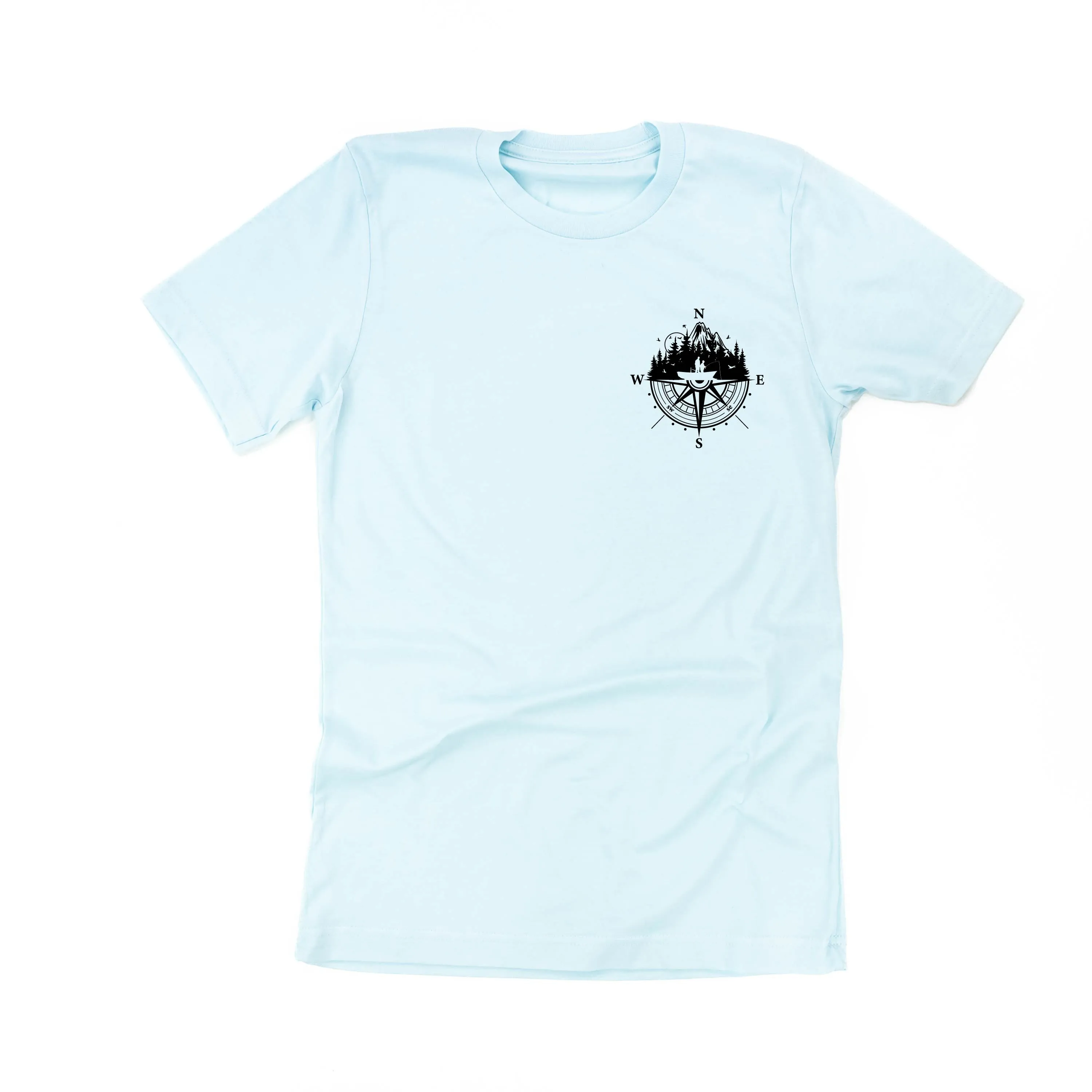 Fishing Compass Pocket Design on Front w/ Fishing Scene on Back - Unisex Tee