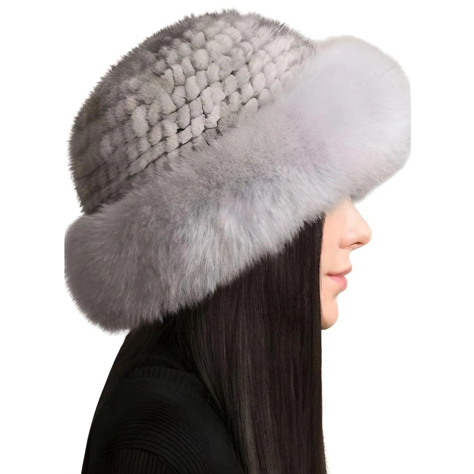 Genuine Real Natural Knitted Mink Fur Hat Cap Luxury Women's Knit Fashion Winter Headwear Warm Real Fox Fur Hats