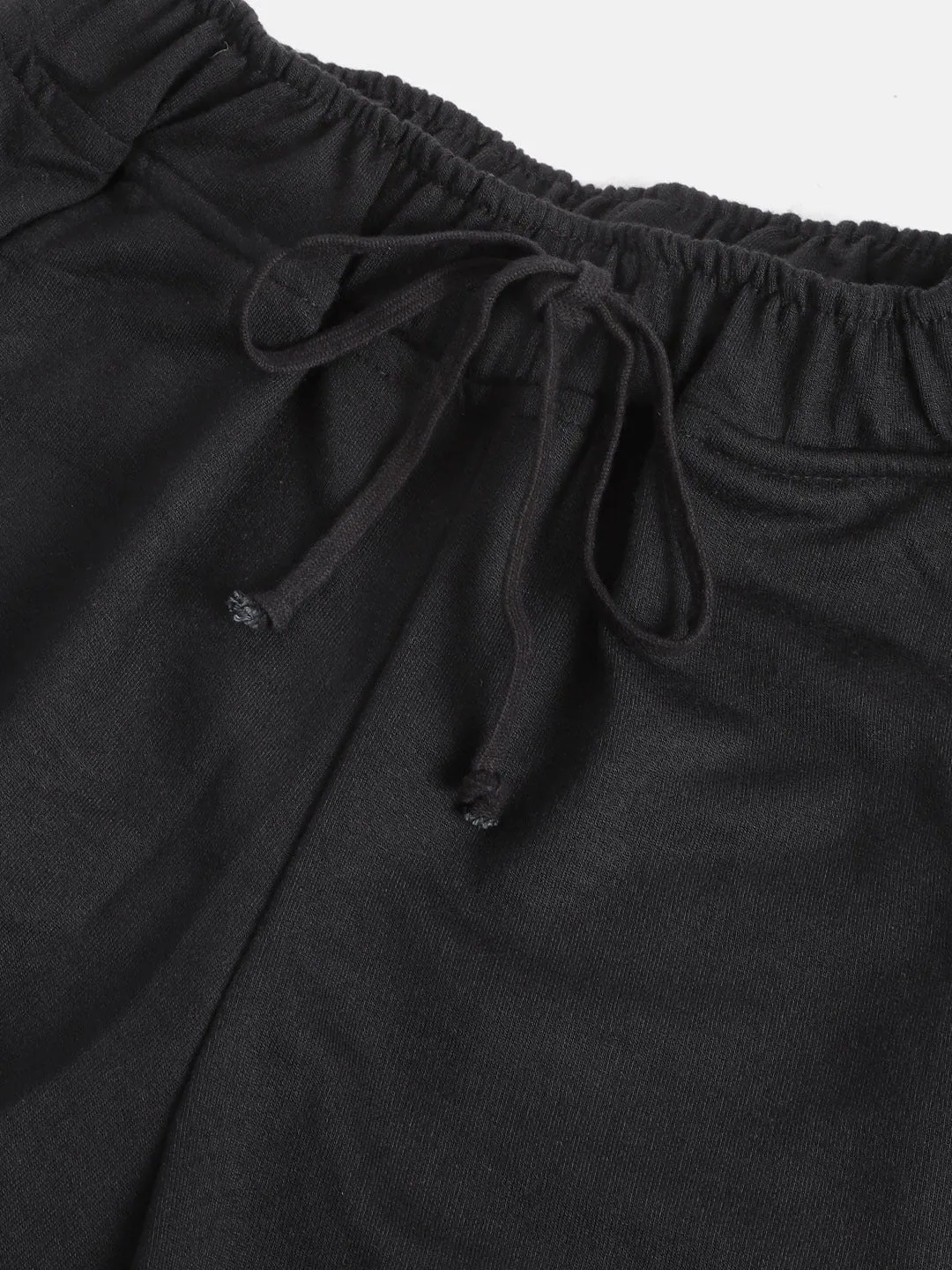 Girls Black Solid Basic Joggers