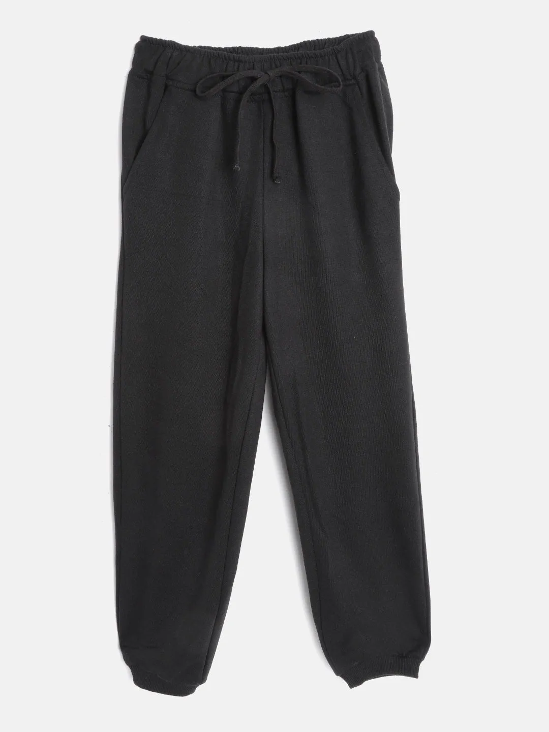 Girls Black Solid Basic Joggers