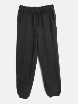 Girls Black Solid Basic Joggers