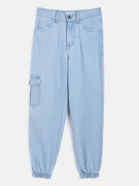 Girls Ice Blue Denim Jogger Jeans