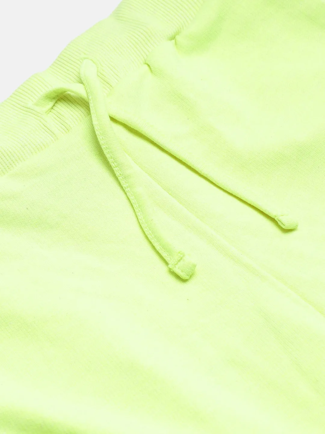 Girls Neon Green Terry Basic Drawstring Joggers