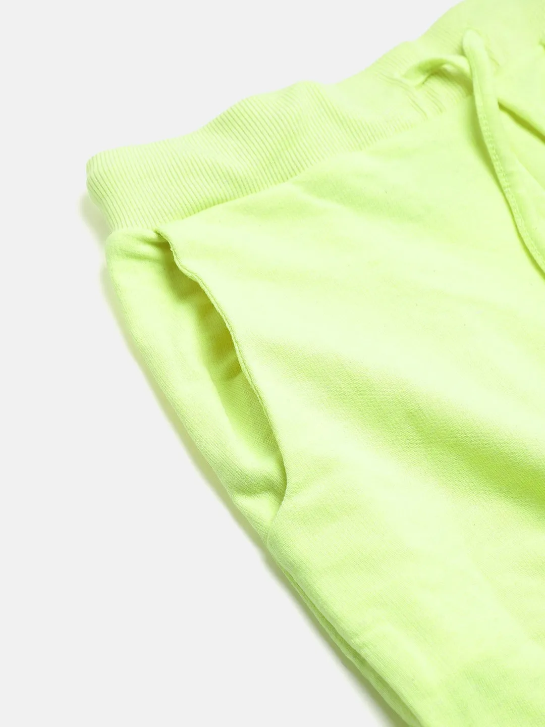 Girls Neon Green Terry Basic Drawstring Joggers