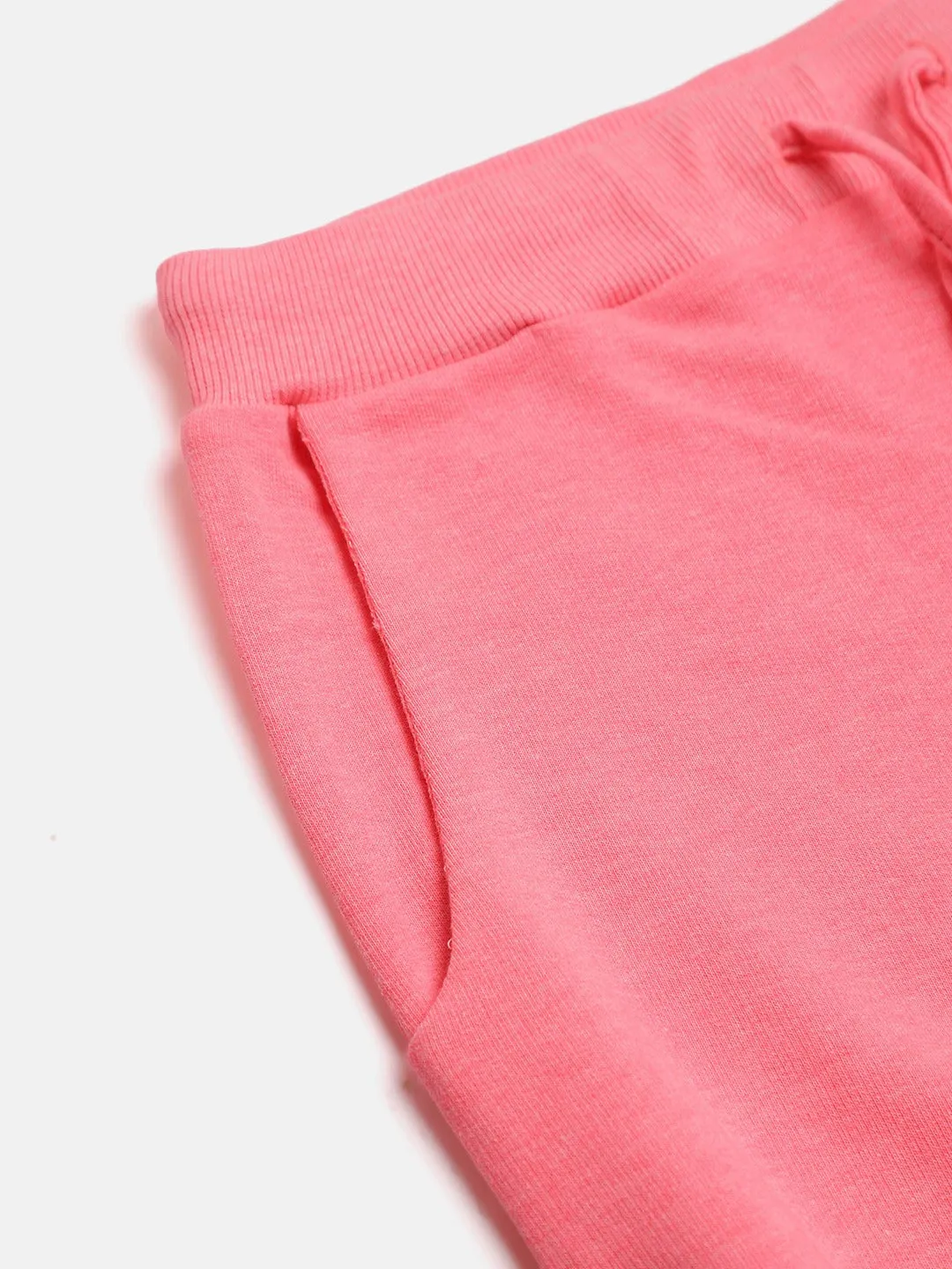 Girls Neon Pink Terry Basic Drawstring Joggers