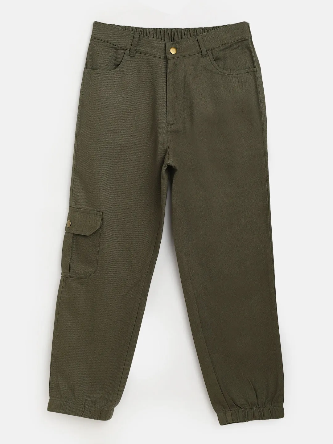 Girls Olive Twill Joggers