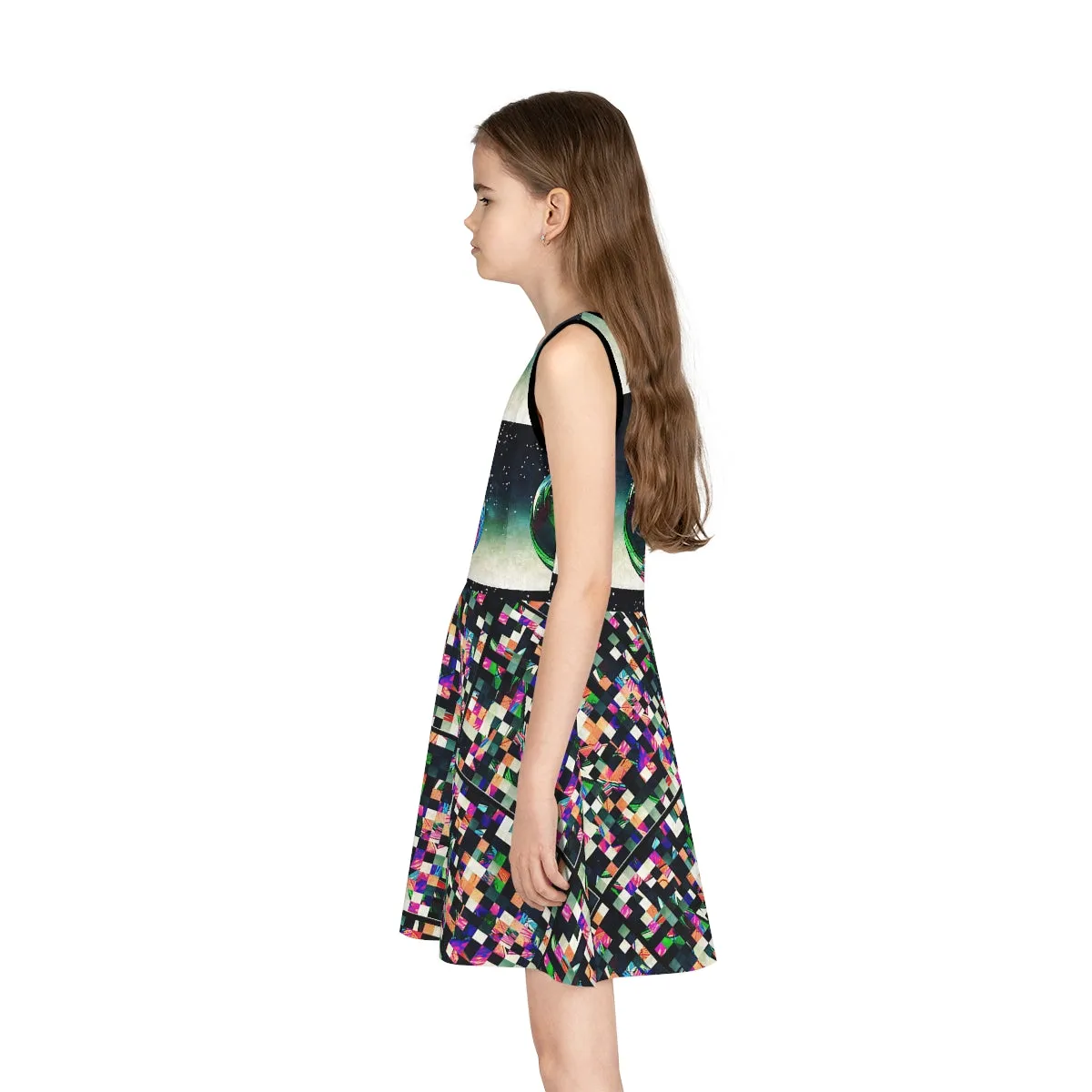 Girls' Sleeveless Sundress (AOP) CHECKERED MOON