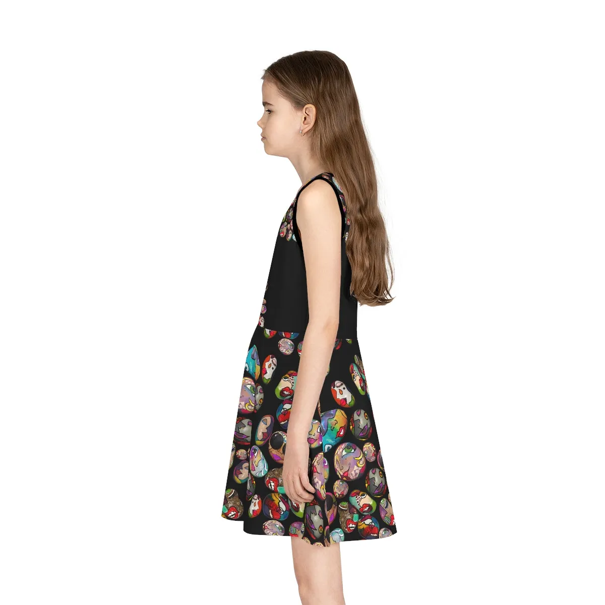 Girls' Sleeveless Sundress (AOP) STONED