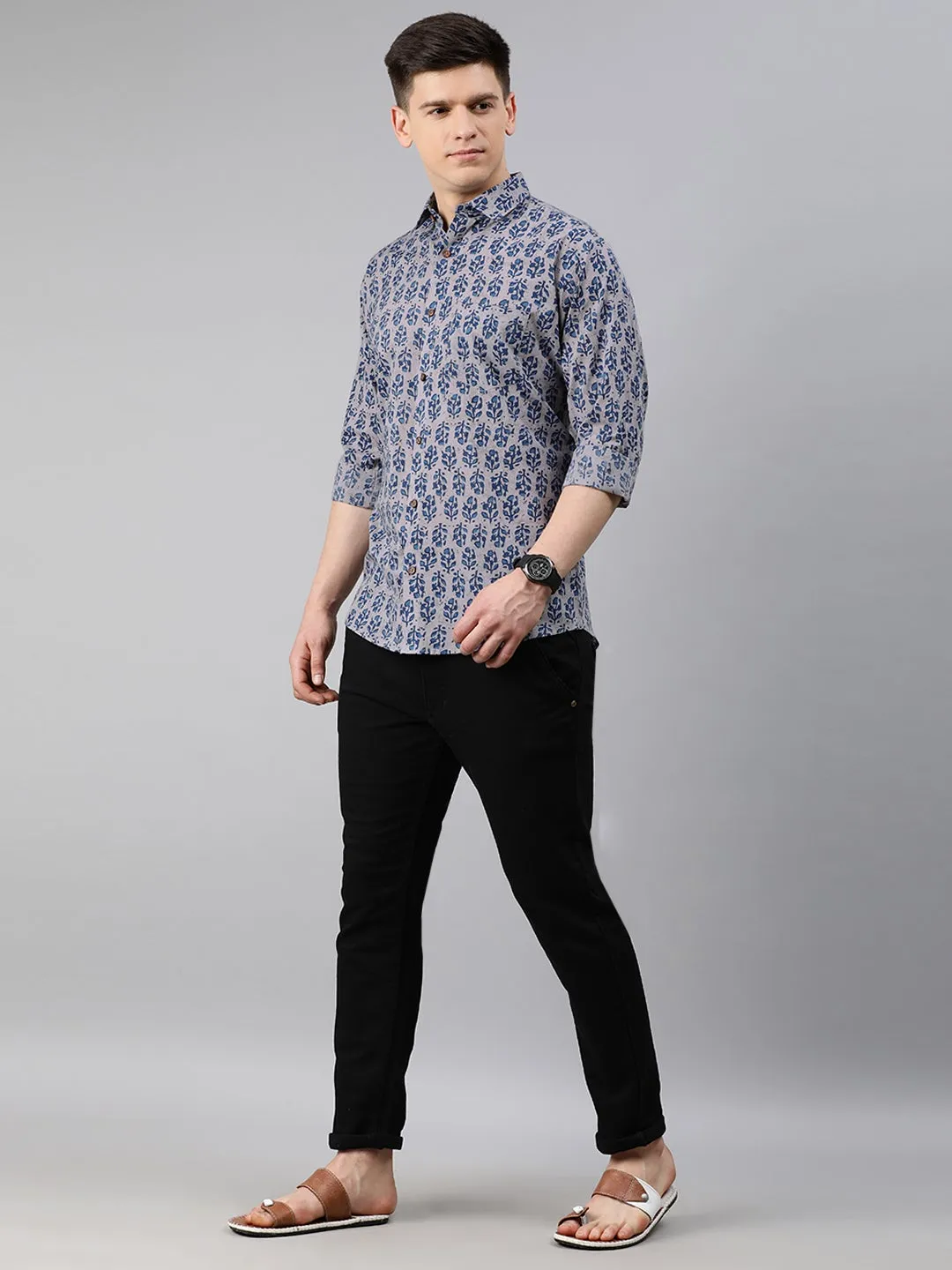 Gray Cotton Full Sleeves Shirts For Men-Mmf0240