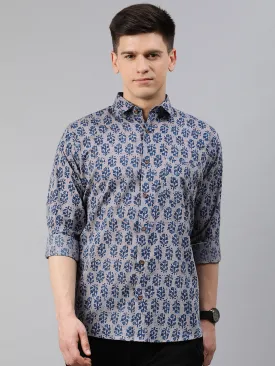 Gray Cotton Full Sleeves Shirts For Men-Mmf0240