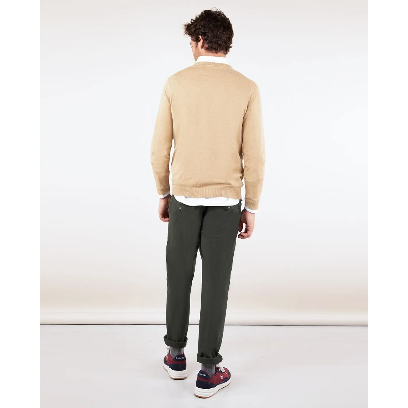 Green Basic Cotton Chinos