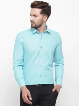 Green Men'S Cotton Geometric Formal Shirts