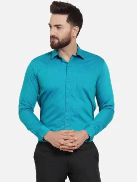 Green Men'S Cotton Polka Dots Formal Shirts