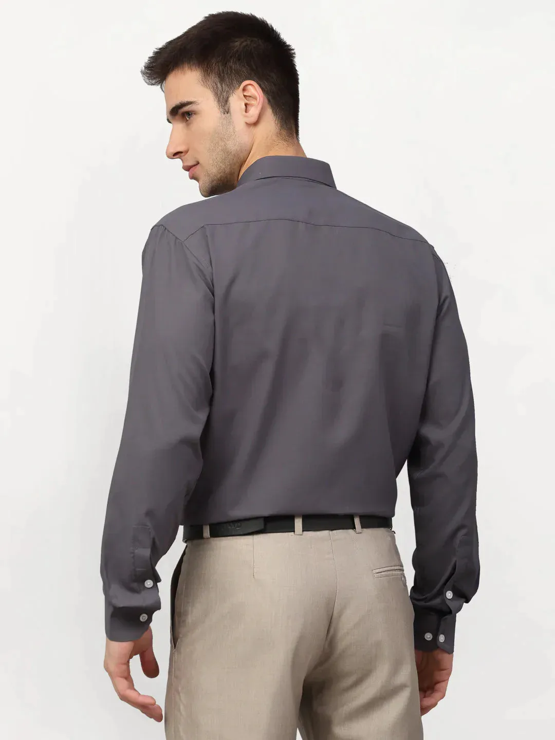 Grey Men'S Solid Formal Shirts