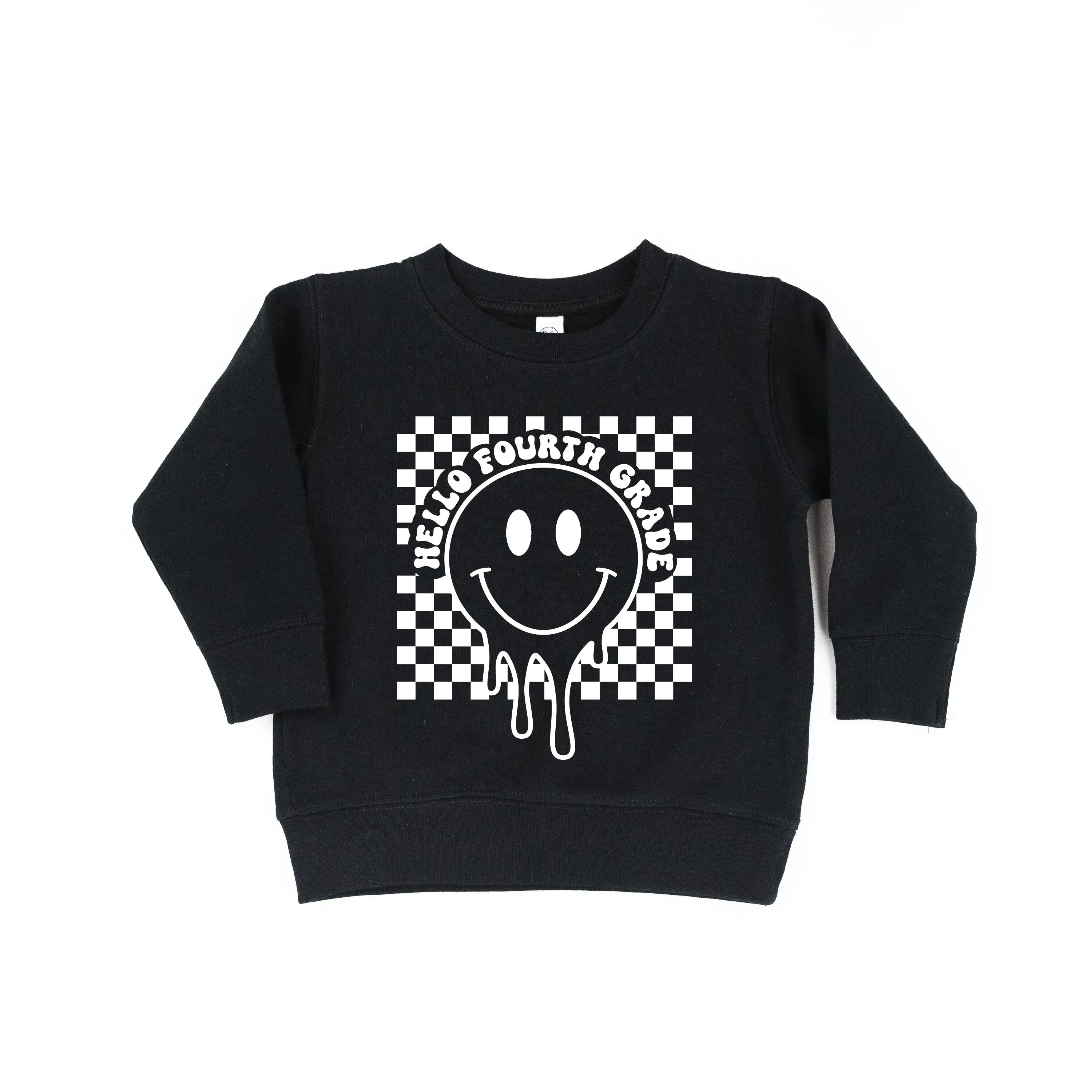 Hello Fourth Grade - Checker Smiley - Child Sweater