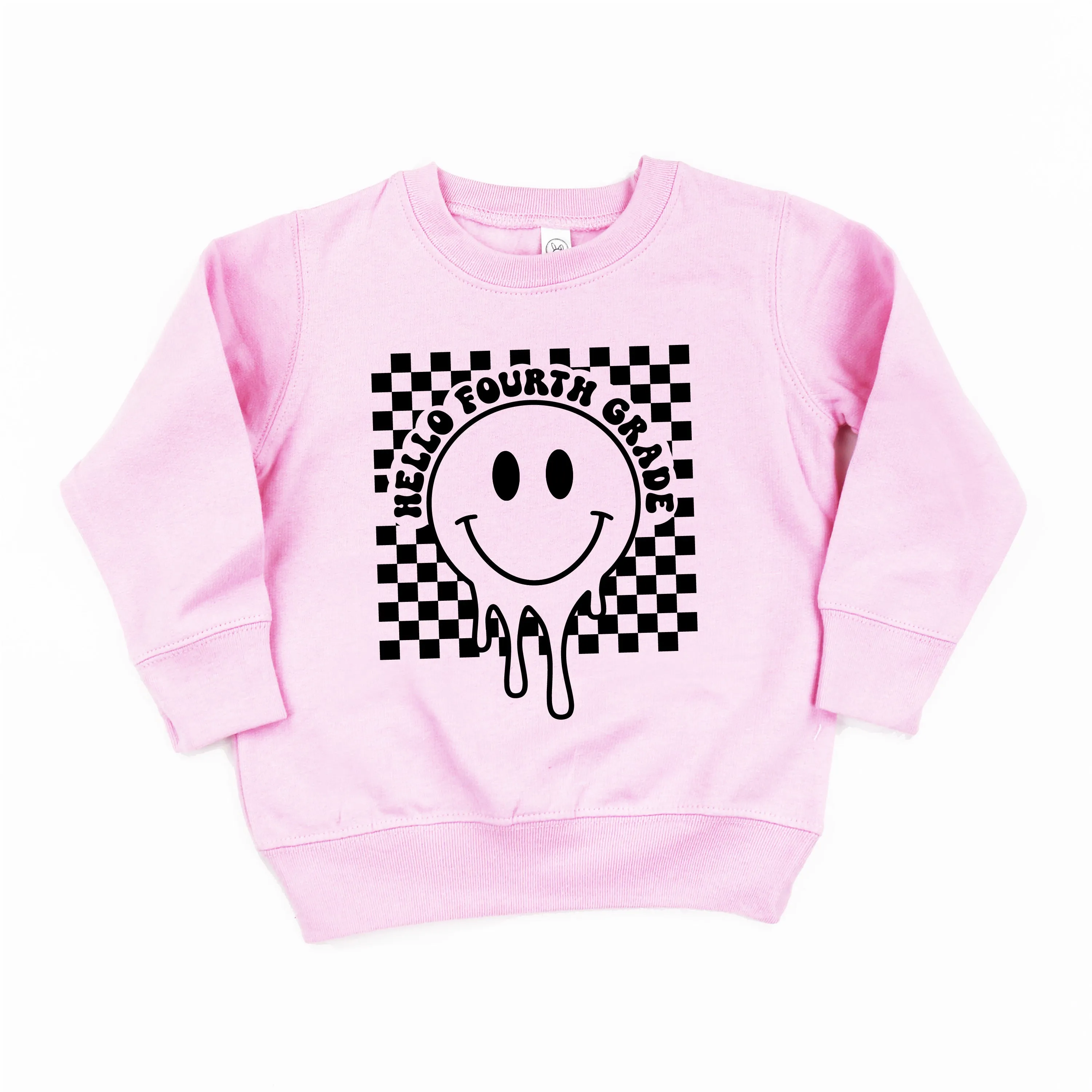 Hello Fourth Grade - Checker Smiley - Child Sweater