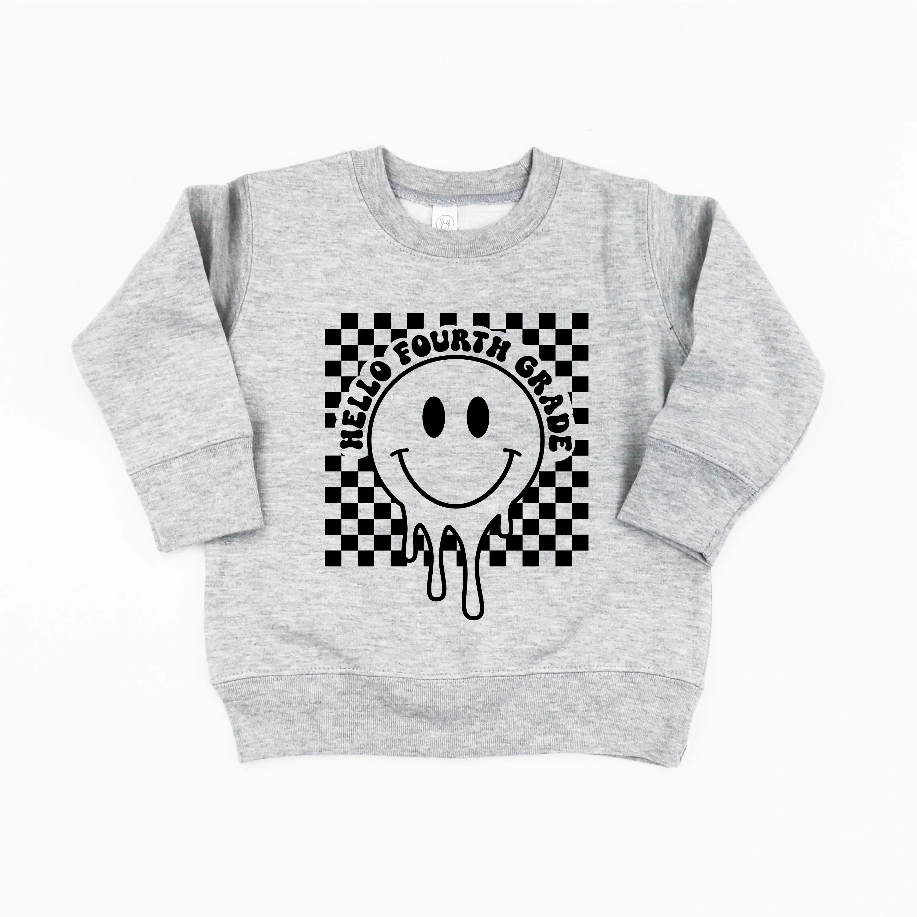 Hello Fourth Grade - Checker Smiley - Child Sweater