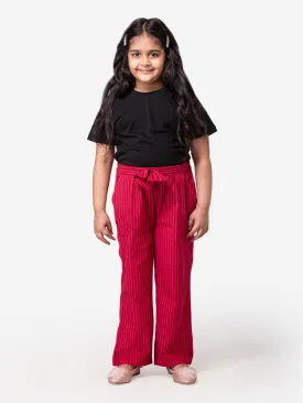 Hoop Hippo Kids Maroon Striped Straight Pant