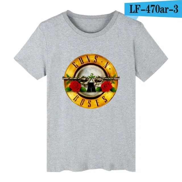 LUCKYFRIDAYF Guns N Roses Rock Band Short Sleeve T-shirt Men Hip Hop TShirts with Punk Music T Shirts for Men in White Tee Shirt