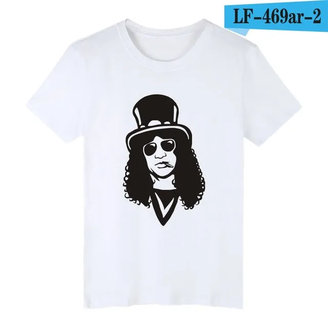 LUCKYFRIDAYF Guns N Roses Rock Band Short Sleeve T-shirt Men Hip Hop TShirts with Punk Music T Shirts for Men in White Tee Shirt