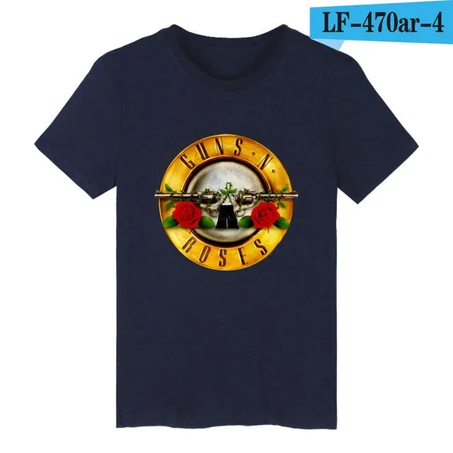 LUCKYFRIDAYF Guns N Roses Rock Band Short Sleeve T-shirt Men Hip Hop TShirts with Punk Music T Shirts for Men in White Tee Shirt