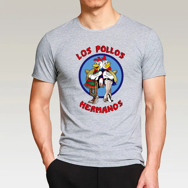 male T Shirts Tops brand clothing hipster 2017 Breaking Bad LOS POLLOS Hermanos Men T Shirt Funny Chicken Brothers streetwear