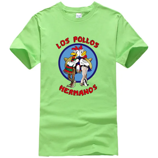 male T Shirts Tops brand clothing hipster 2017 Breaking Bad LOS POLLOS Hermanos Men T Shirt Funny Chicken Brothers streetwear