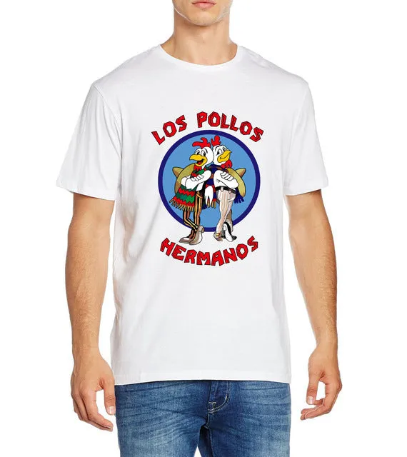 male T Shirts Tops brand clothing hipster 2017 Breaking Bad LOS POLLOS Hermanos Men T Shirt Funny Chicken Brothers streetwear