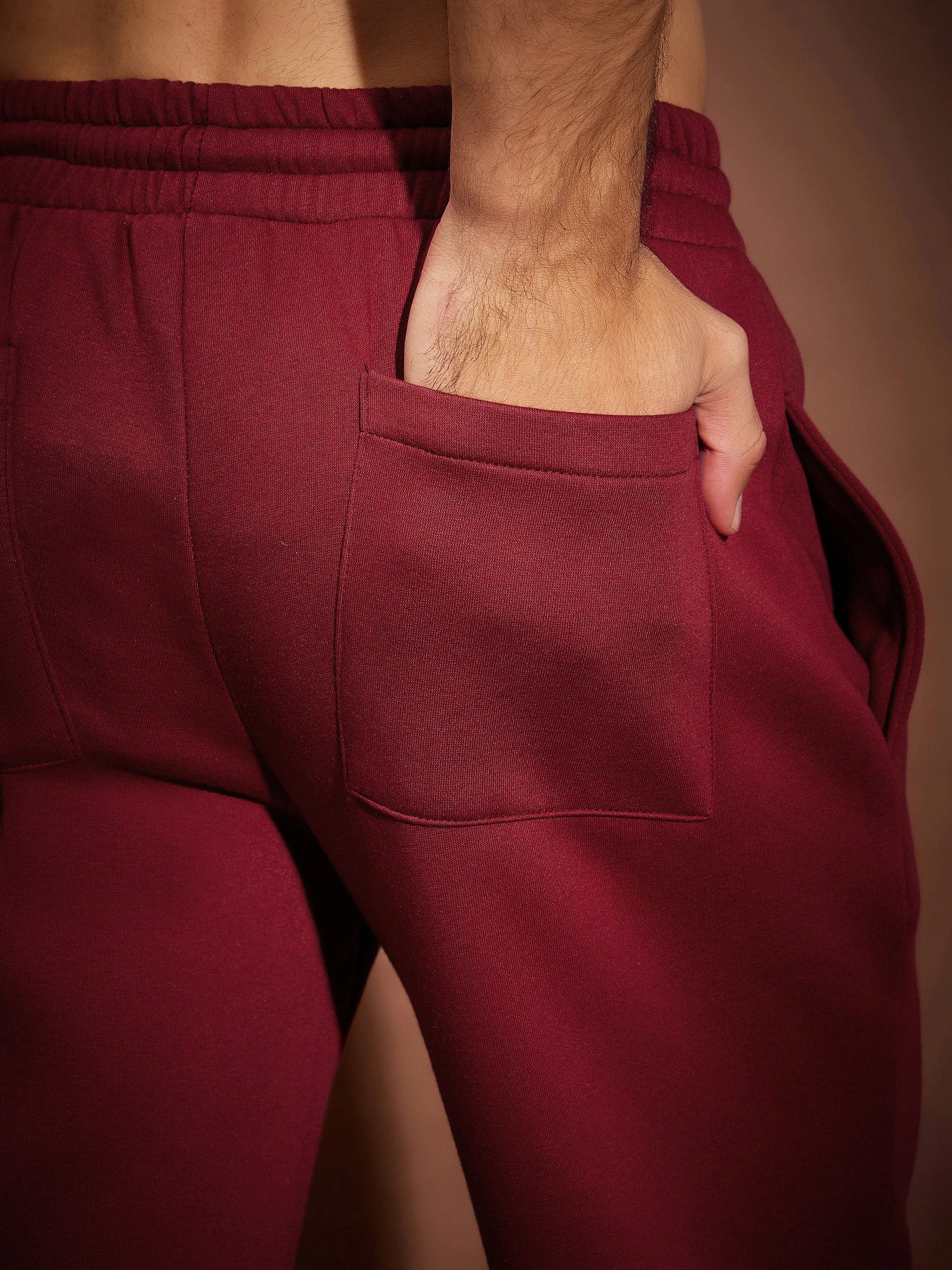 Men Maroon Front Zipper Oversized Sweatshirt With Joggers