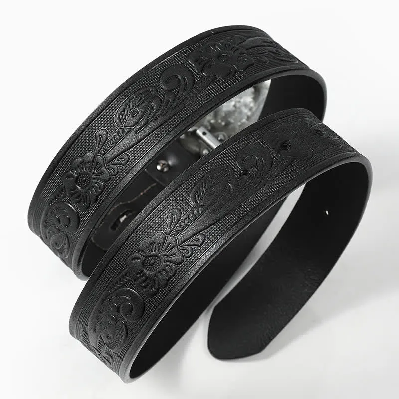 Men's Cool Eagle Wing Embossed Leather Belt