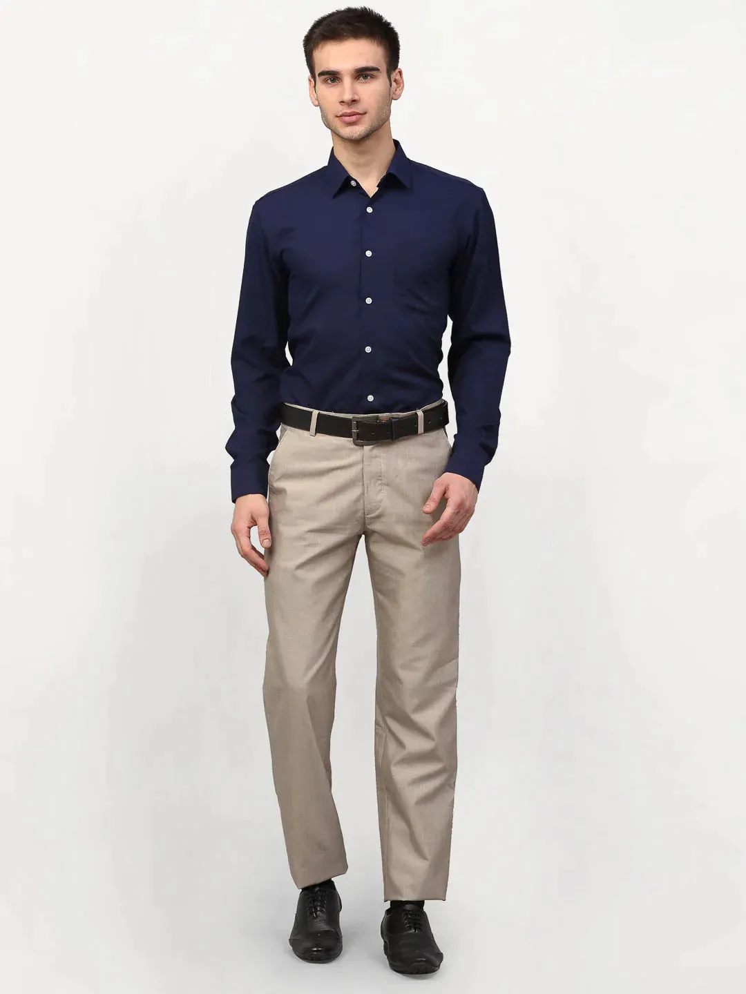 Navy Blue Men'S Solid Formal Shirts