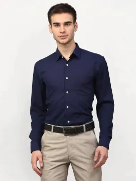 Navy Blue Men'S Solid Formal Shirts