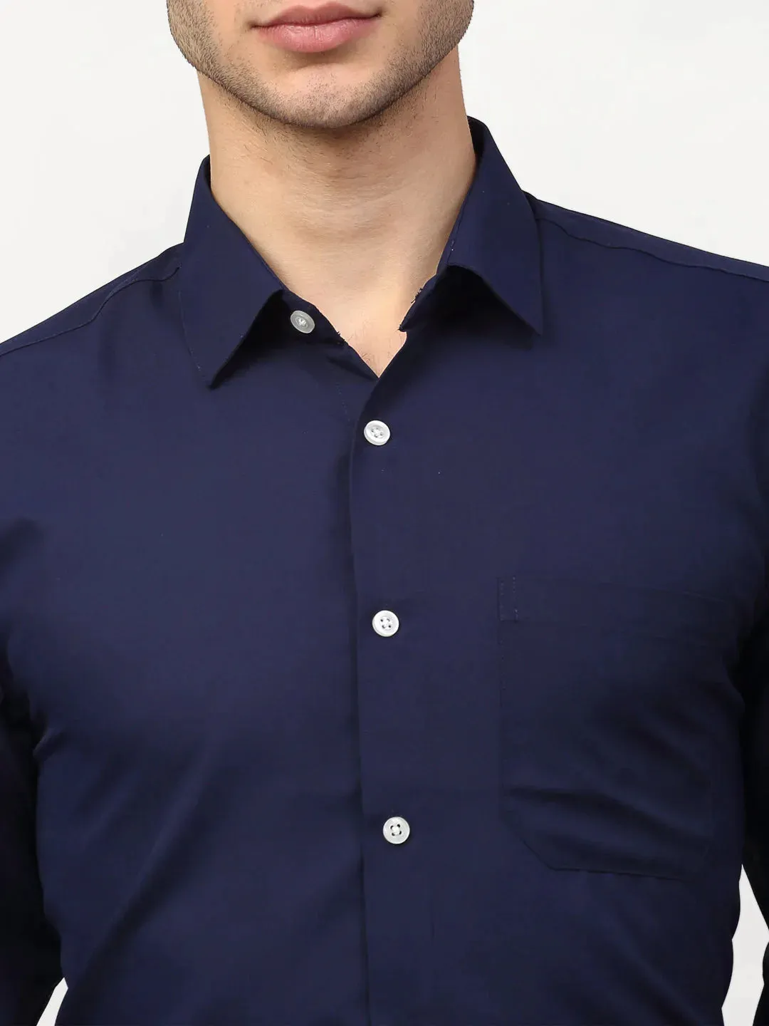 Navy Blue Men'S Solid Formal Shirts