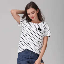 New Fashion Women's Summer T-Shirt Dots Girls' Basic Bottoming Polka Dots Printed Short Sleeve Top Plus Size M-4XL