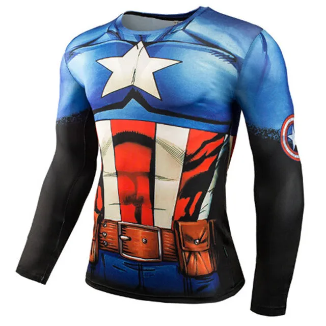 New Superhero Winter Soldier Bucky Anime 3D T Shirt Fitness Men Crossfit T-Shirt Long Sleeve Compression Shirt