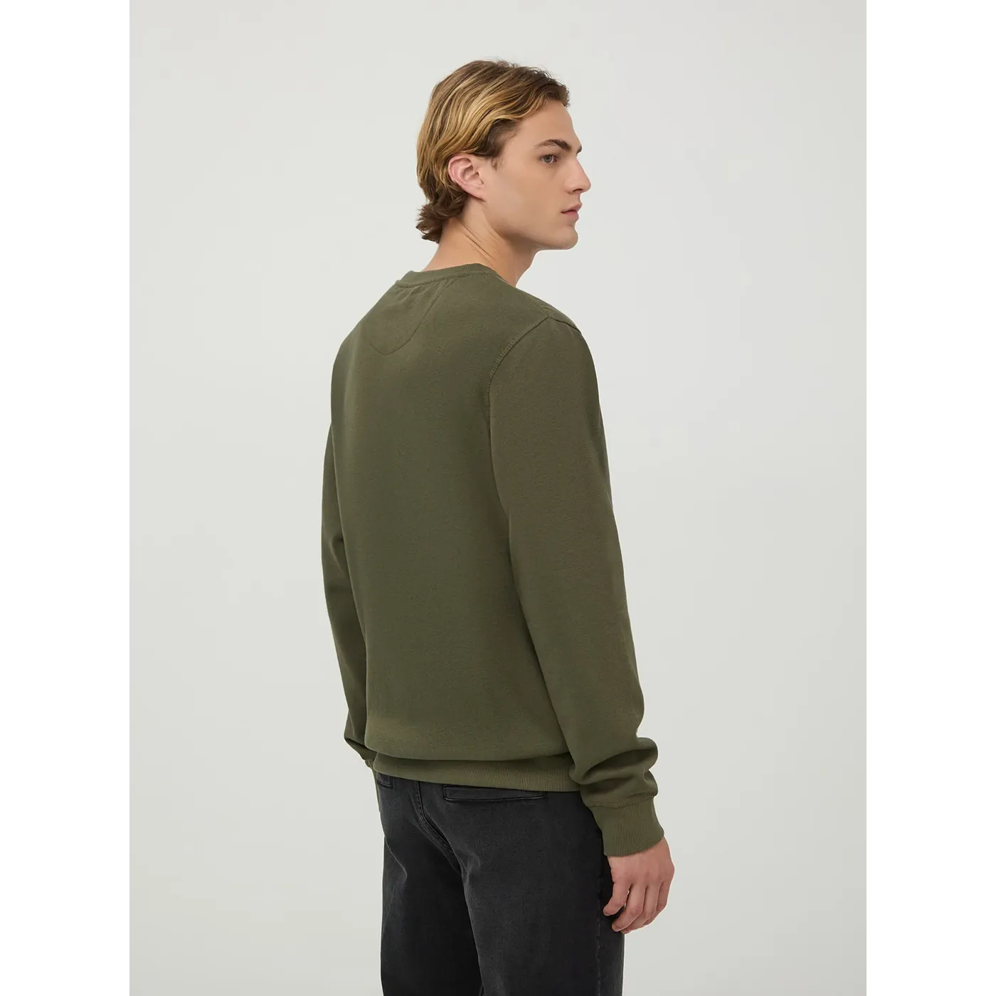 Olive Basic Regular Fit Sweatshirt