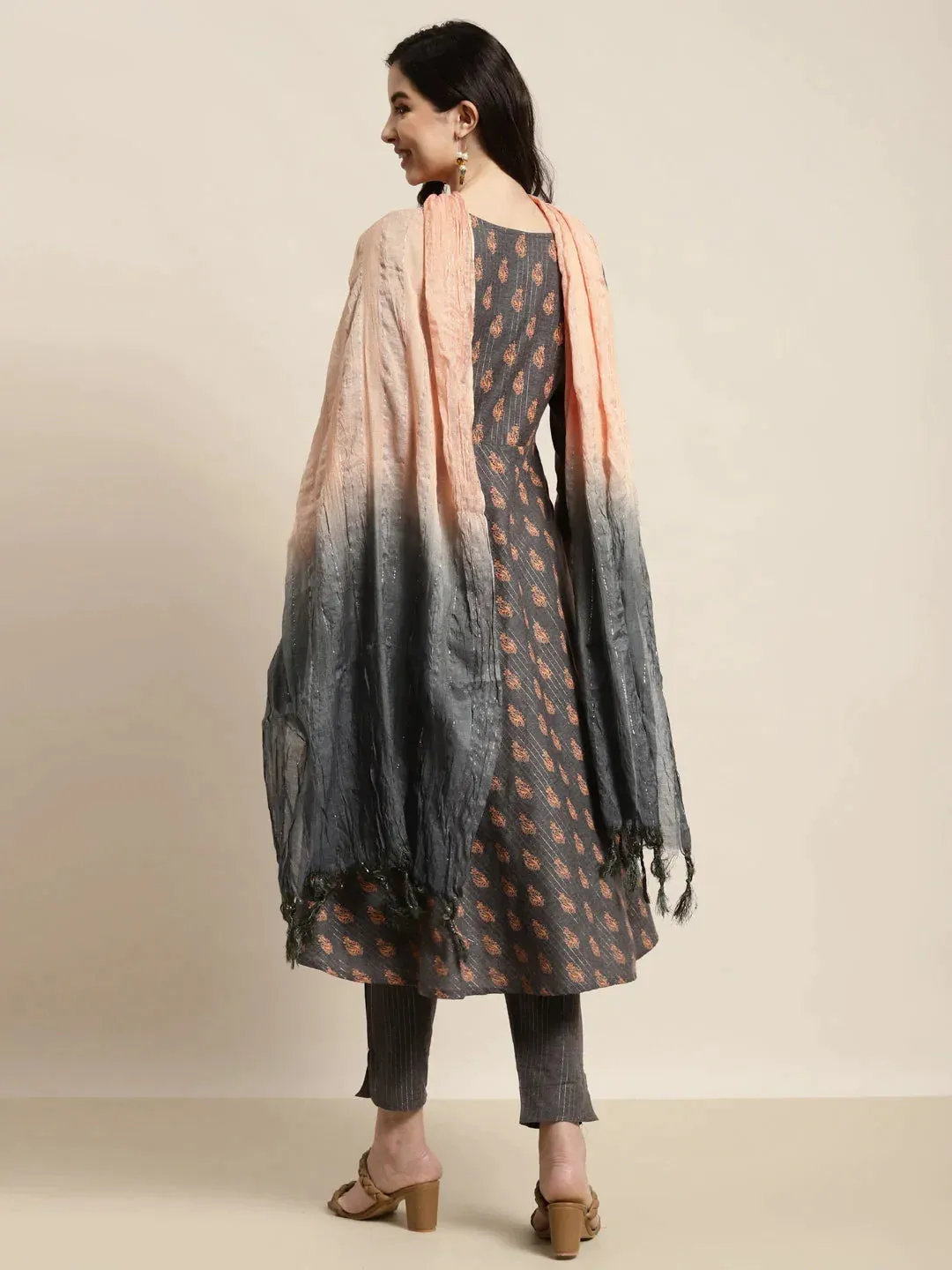 Printed Kurta With Trousers & With Dupatta