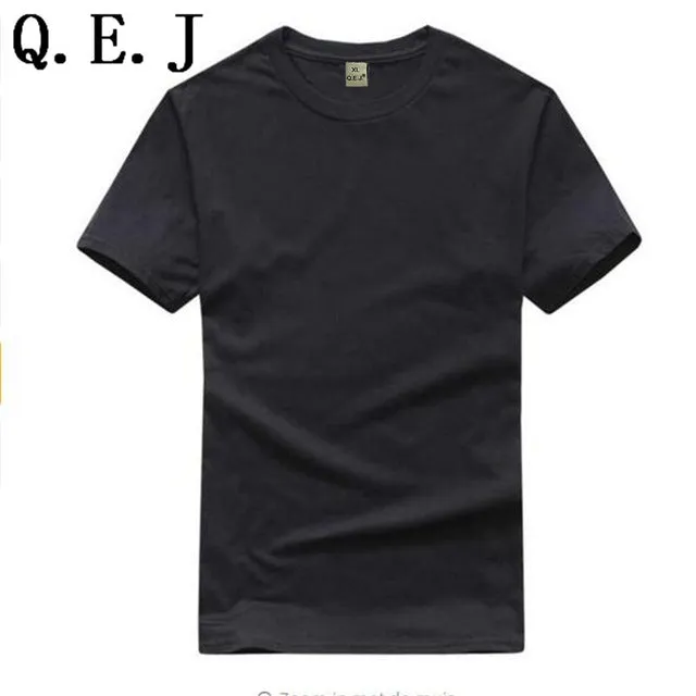 Q.E.J New Solid Color T Shirt Mens Black And White 100% Cotton T-shirts Summer Skateboard Tee Boy Hip hop Customizable Tops F18