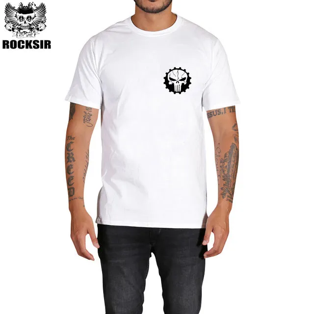 Rocksir punisher t shirts for men t shirt Cotton fashion brand t shirt men Casual Short Sleeves the punisher T-shirt Men