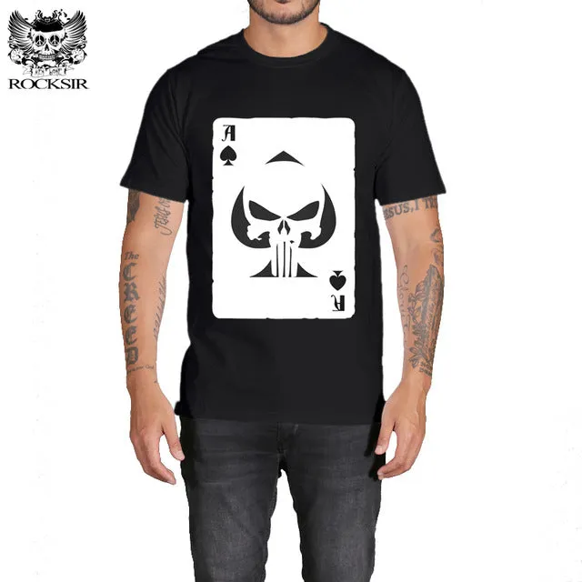 Rocksir punisher t shirts for men t shirt Cotton fashion brand t shirt men Casual Short Sleeves the punisher T-shirt Men