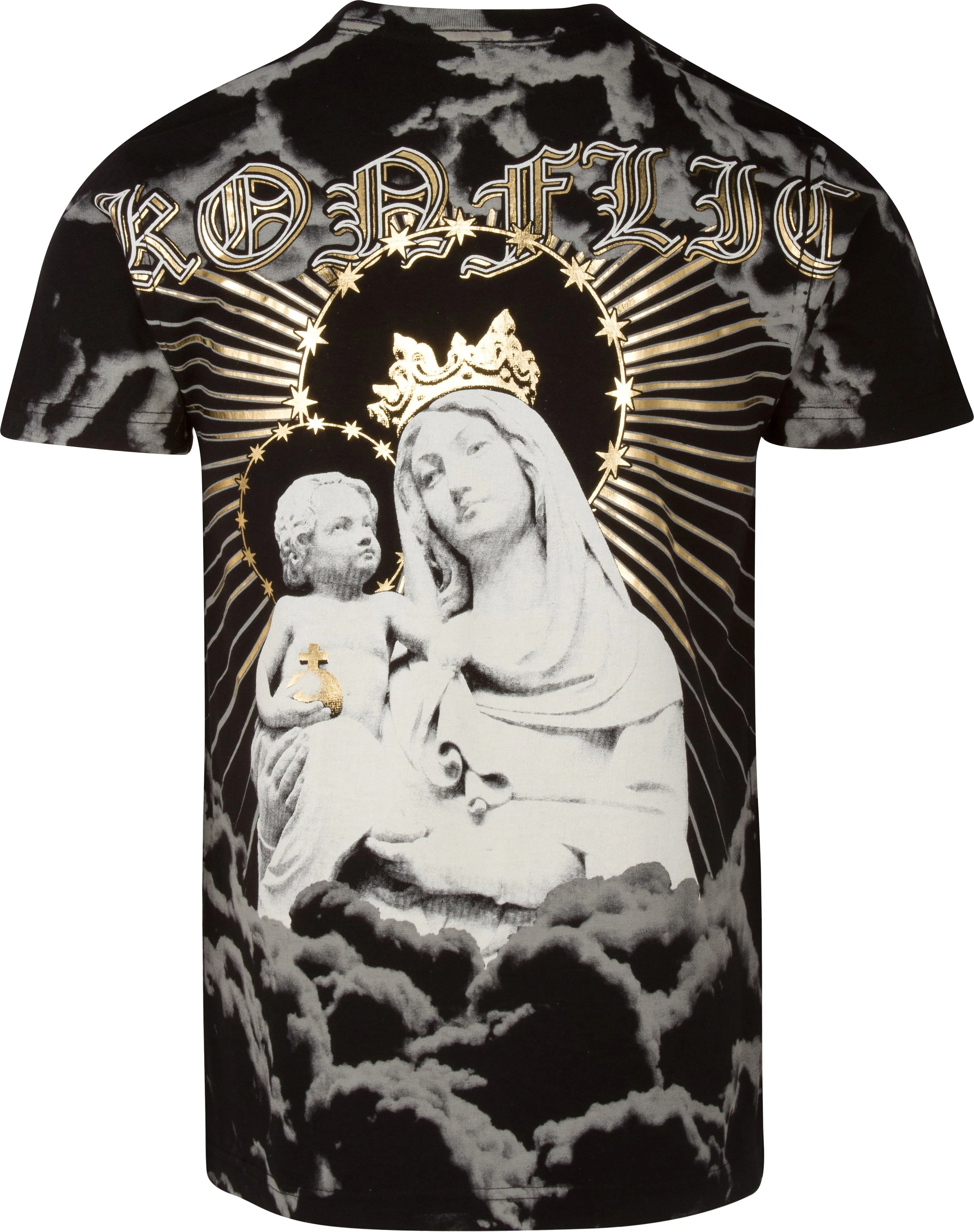 Sakkas Liam Mens Everyday Short Sleeve Cotton Embossed T-shirt Virgin & Baby Jesus