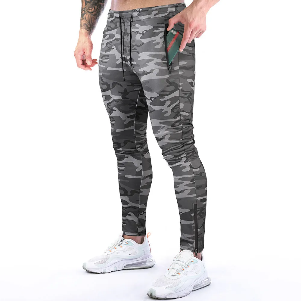 Sidiou Group Anniou Outdoor Camouflage Fitness Tights Elastic Waist Pants Workout Training Jogging Pants With Pocket for Men