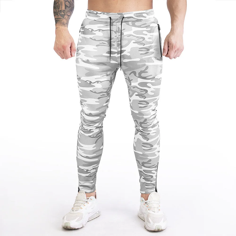 Sidiou Group Anniou Outdoor Camouflage Fitness Tights Elastic Waist Pants Workout Training Jogging Pants With Pocket for Men