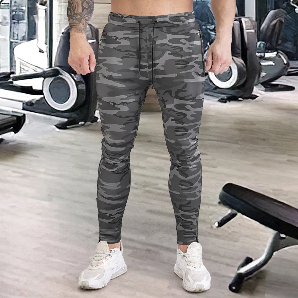 Sidiou Group Anniou Outdoor Camouflage Fitness Tights Elastic Waist Pants Workout Training Jogging Pants With Pocket for Men