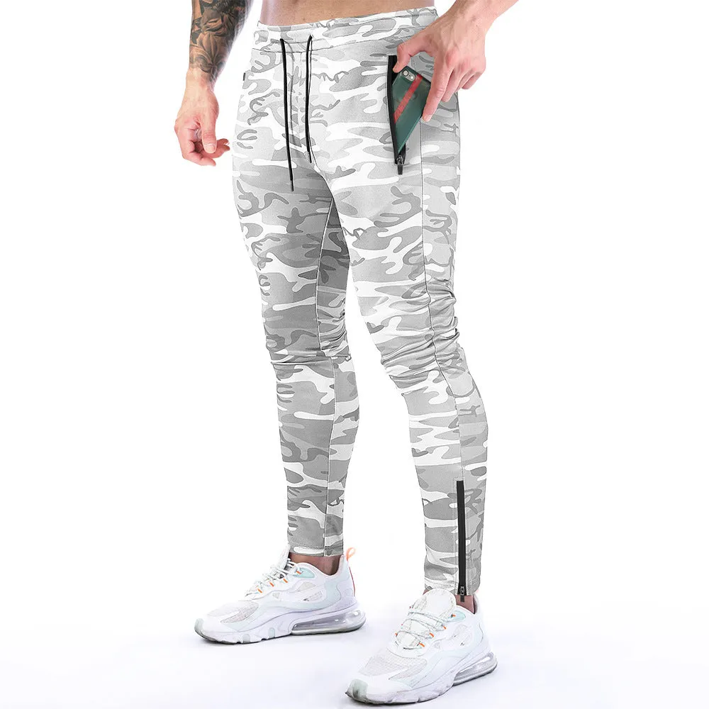 Sidiou Group Anniou Outdoor Camouflage Fitness Tights Elastic Waist Pants Workout Training Jogging Pants With Pocket for Men