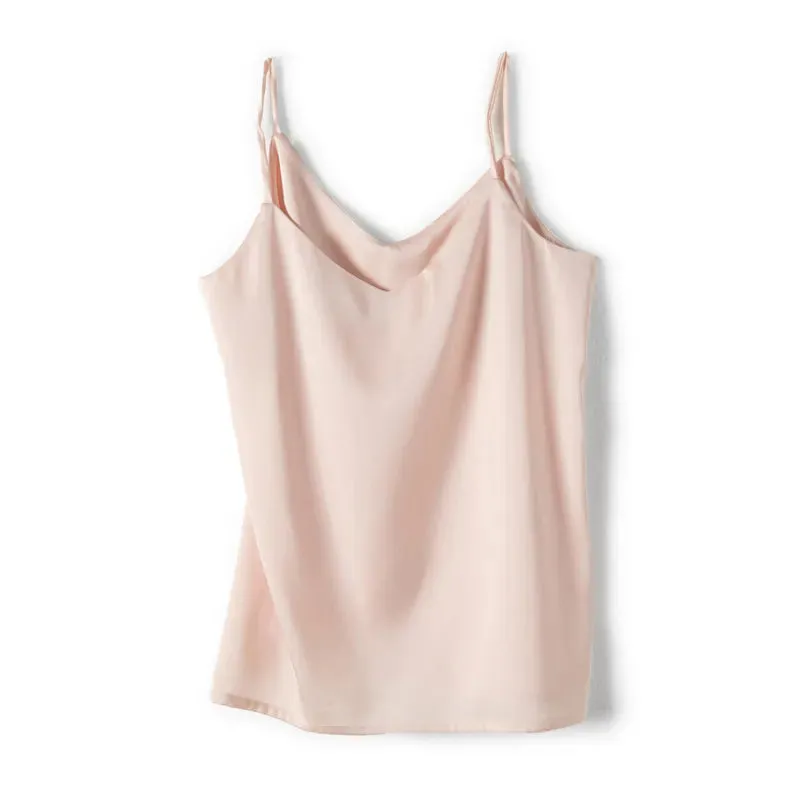 Spaghetti Strap Top Women Halter V Neck Basic White Cami Sleeveless Satin Silk Tank Tops Women'S Summer 2022 Camisole