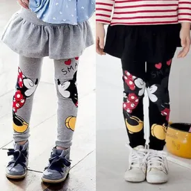 Spring Autumn Baby Kids Girls Minnie Cartoon Mouse Pants Leggings Children Skirt Pants 2-7 Y