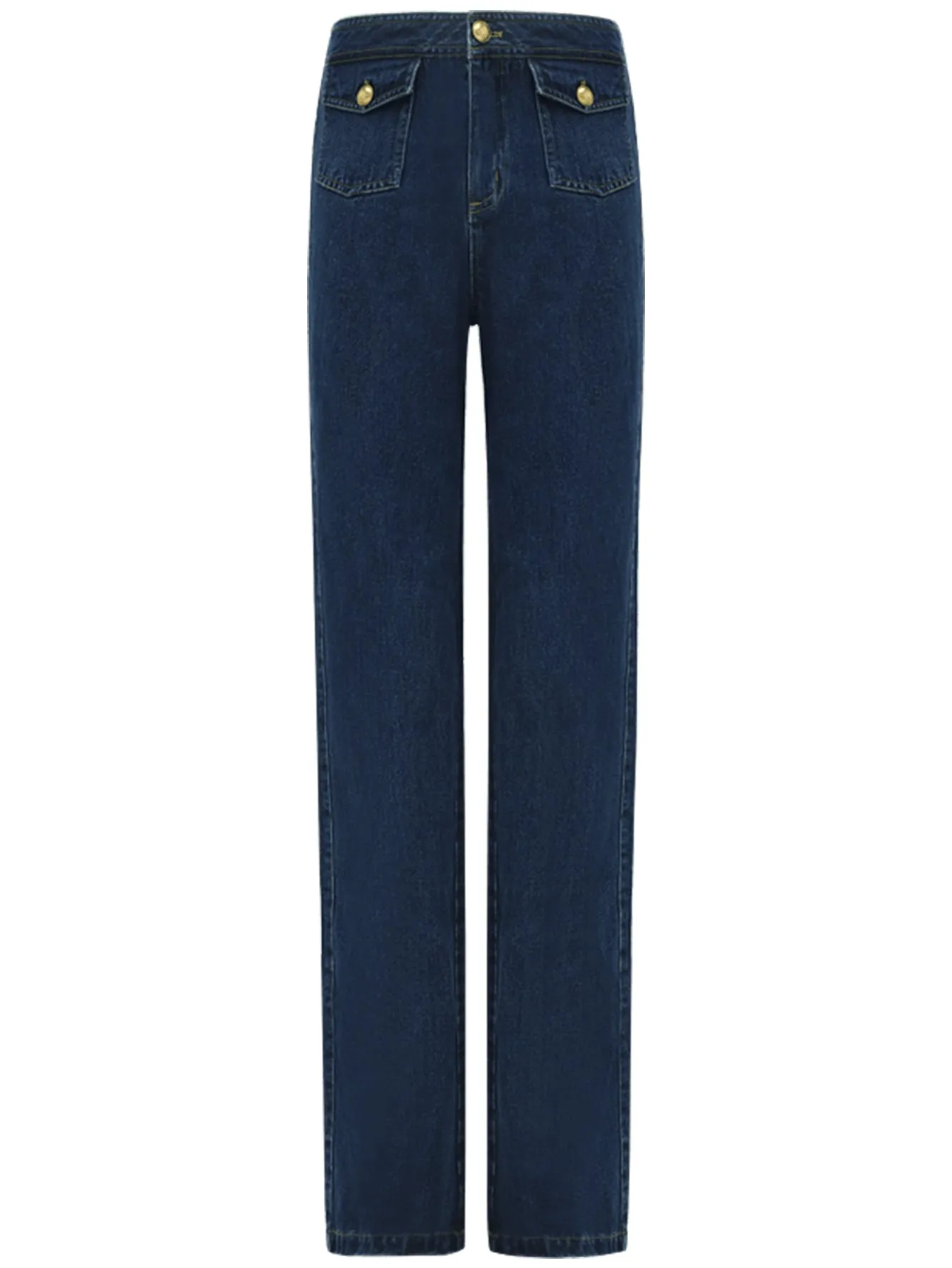 Straight Leg Bootcut Jeans with Flap Pockets