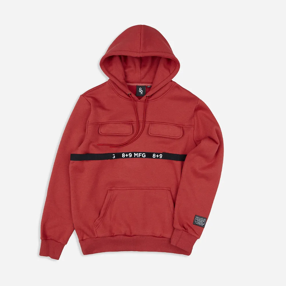 Strapped Up Skinny Fleece Hoodie Rust