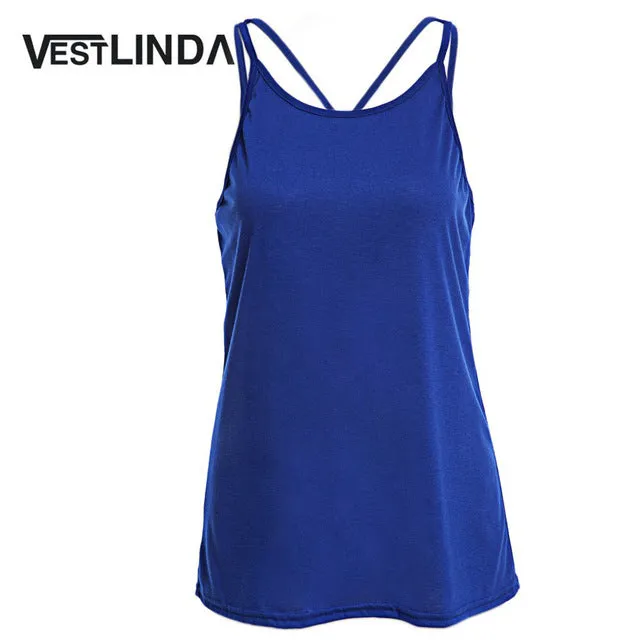 Summer 2017 Sexy Women Tank Top Ladies Camisole Sleeveless Strap Vest Backless Tops Solid Criss Cross Loose Feminino Crop Top